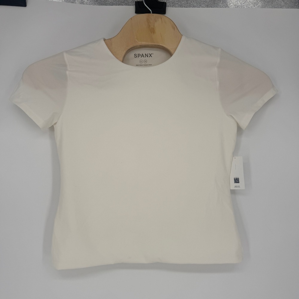Spanx Smoothing Jersey SS Crew Tee Classic White 21291R Womens XL NWT